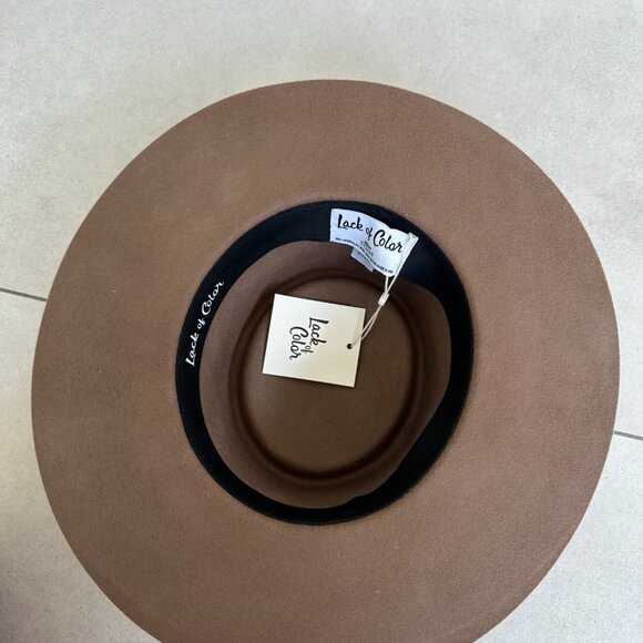 NWT Lack Of Color The Mirage Boater Hat In Brown Wide Brim Suede Band - Picture 5 of 14